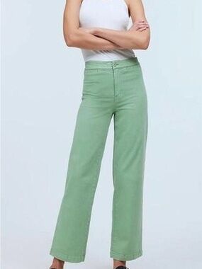 Madewell Emmett Crop Sage Green Wide Leg Jeans